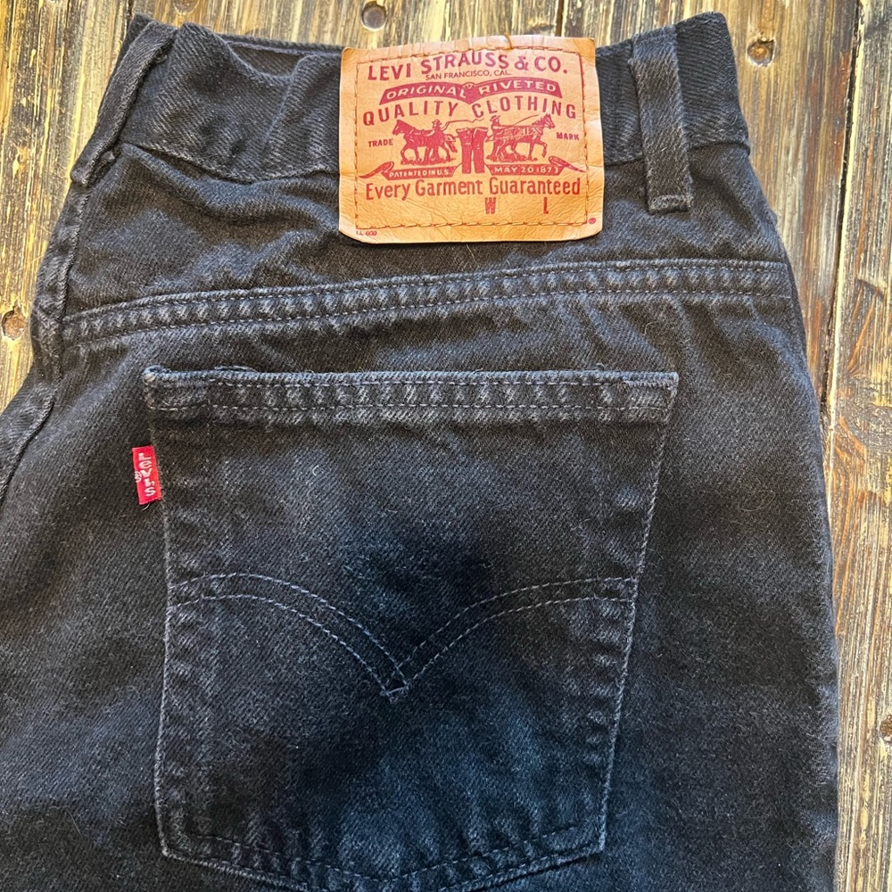 Levi's Black High-Rise Denim Long Jean Shorts